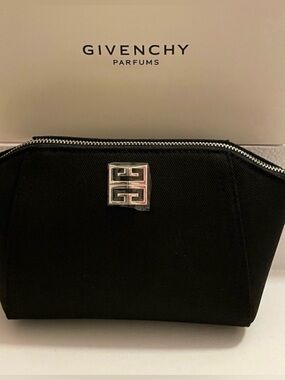 Givenchy Black Cosmetic Pouch with Silver Hardware